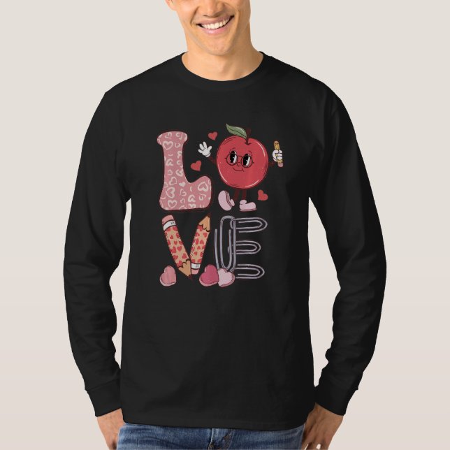 Teacher Love Retro Groovy Teachers Day T-Shirt (Front)