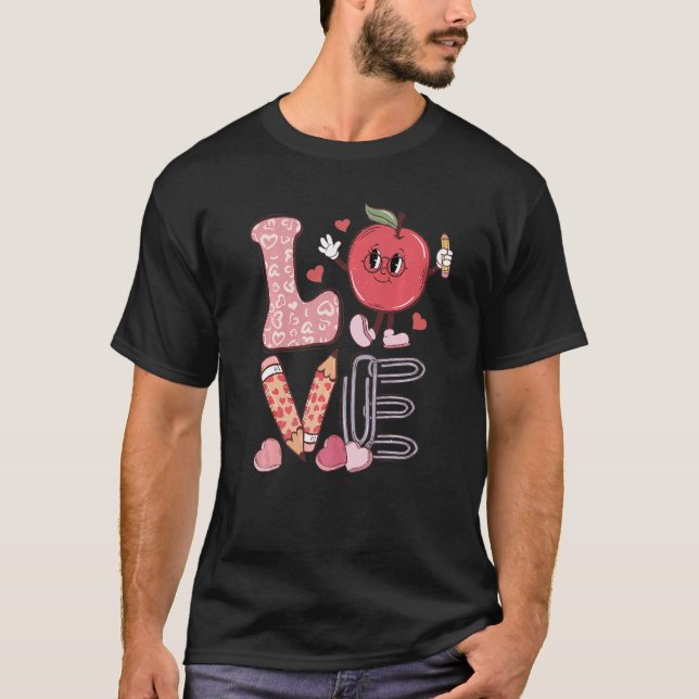 Teacher Love Retro Groovy Teachers Day T-Shirt (Front)