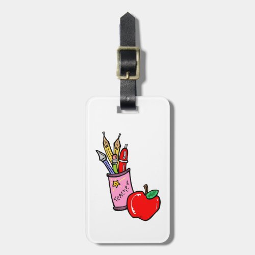 TEACHER LUGGAGE TAG WITH LEATHER STRAP