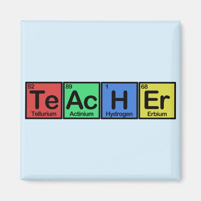 Teacher made of Elements colors Magnet (Front)