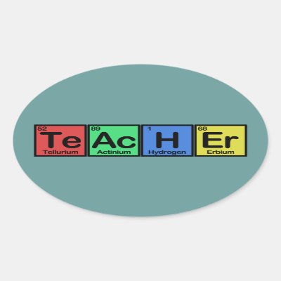 Teacher made of Elements colors Oval Sticker