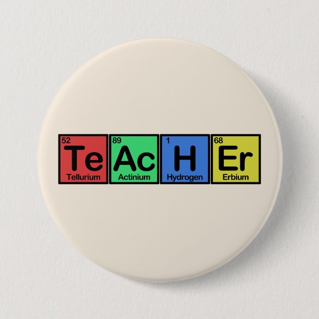 Teacher made of Elements colors Pinback Button (Front)