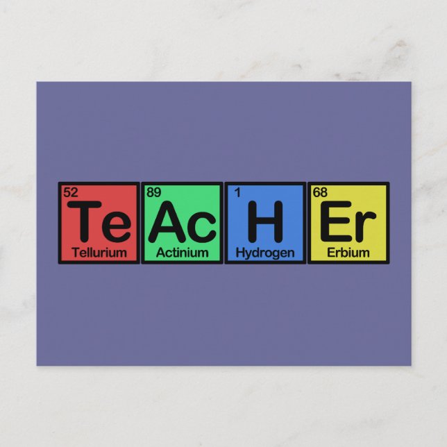Teacher made of Elements colors Postcard (Front)