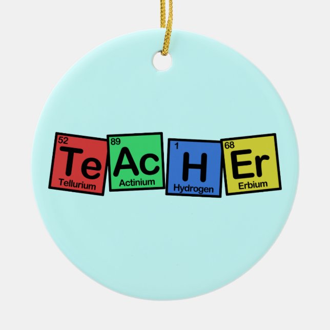 Teacher made of Elements whimsical Ceramic Ornament (Front)