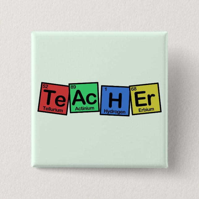 Teacher made of Elements whimsical Pinback Button (Front)
