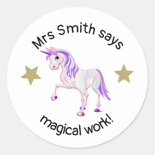 Teacher magical work classic round sticker
