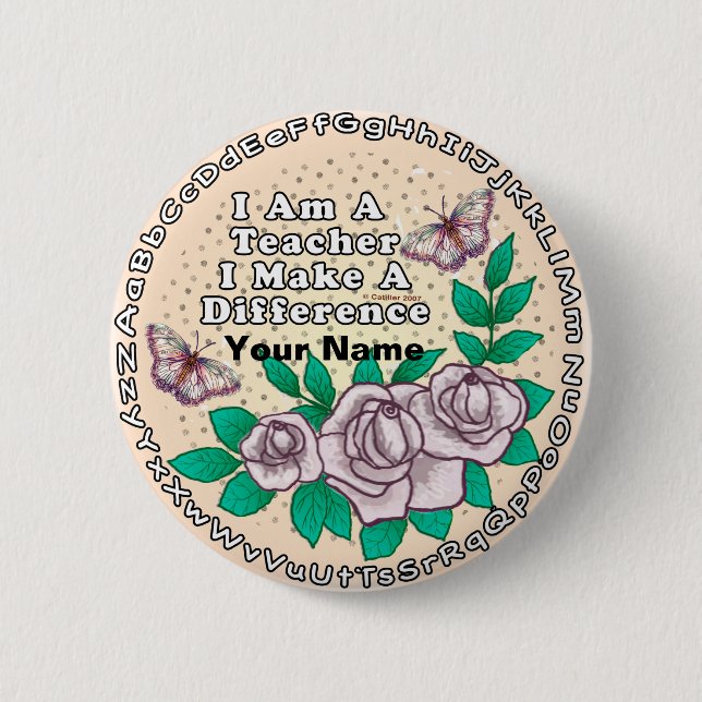 Teacher Makes Difference pin button (Front)
