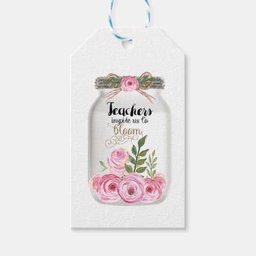 Teacher Mason Jar Flowers Gift Tags