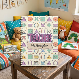Teacher Math Shapes School Pattern Notebook