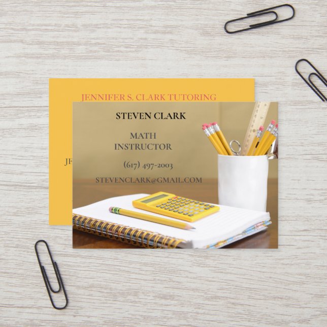 Teacher/Mathematician/Educator Calculator Notebook Business Card (Front/Back In Situ)