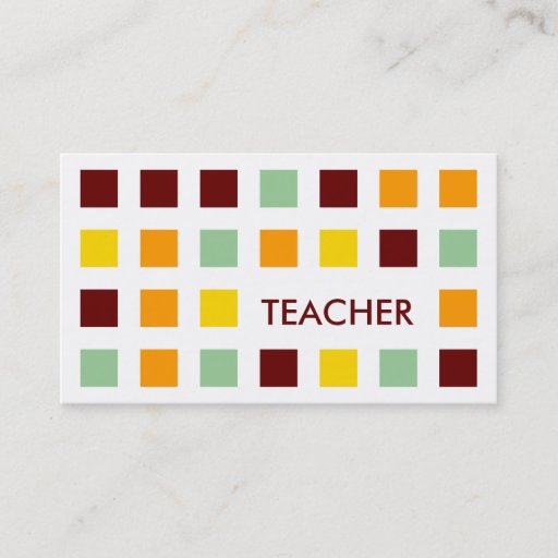 Customizable TEACHER (mod squares) Business Card Templates