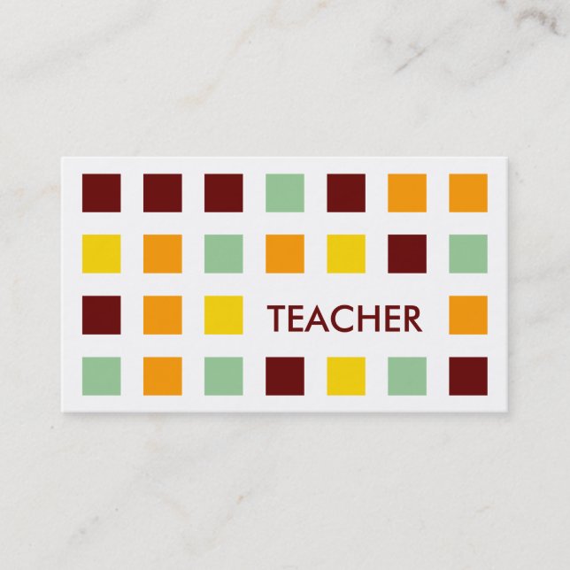 TEACHER (mod squares) Business Card (Front)