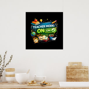 Teacher Mode: ON – Cute Back to School Design Poster