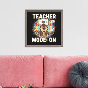 Teacher Mode: ON – Funny Owl Teacher Design Canvas Print