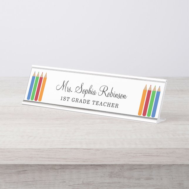  Teacher Modern Personalized Desk Name Plate (Front)