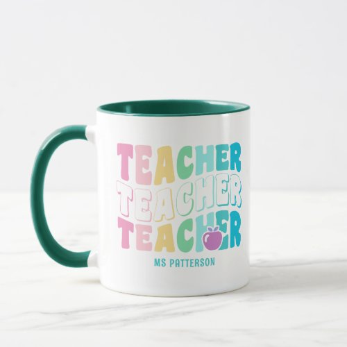 Teacher Modern Rainbow Colors Personalized Name Mug
