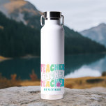 Teacher Modern Rainbow Colors Personalized Name Water Bottle<br><div class="desc">Teacher Modern Rainbow Colors Personalized Name Thor Copper Insulated Bottles features the text "Teacher" in modern rainbow color repeat script typography with your custom personalized name below. Perfect for your favorite teacher for teacher appreciation,  birthday,  Christmas,  holidays and more. Designed by Evco Studio www.zazzle.com/store/evcostudio</div>