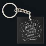 Teacher modern typography elegant script flowers keychain<br><div class="desc">Teacher modern typography elegant script thank you gift. If teachers were flowers I'd pick you pink girly. Personalised modern elegant design.</div>