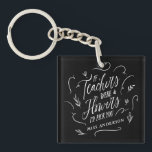 Teacher modern typography elegant script flowers keychain<br><div class="desc">Teacher modern typography elegant script thank you gift. If teachers were flowers I'd pick you pink girly. Personalised modern elegant design.</div>