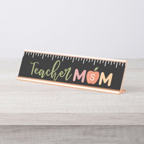 Teacher Mom Homeschooling Ruler  Apple Monogram Desk Name Plate