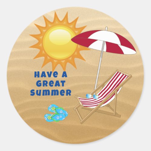 TeacherMom Sand Summer Sun Beach Chair Umbrella Classic Round Sticker