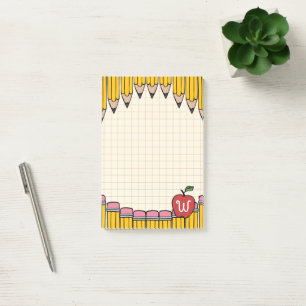 Teacher Monogram Hand-Drawn School Doodles Post-it Notes