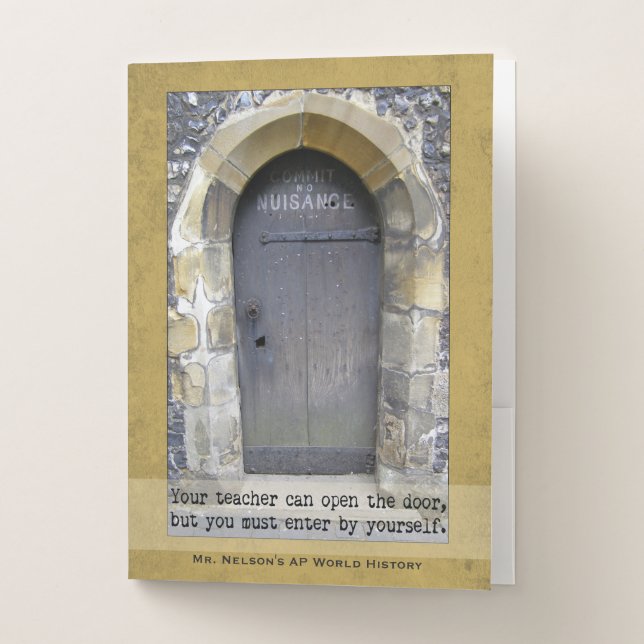 Teacher Motivational Quote | Old Door Photograph Pocket Folder (Front)