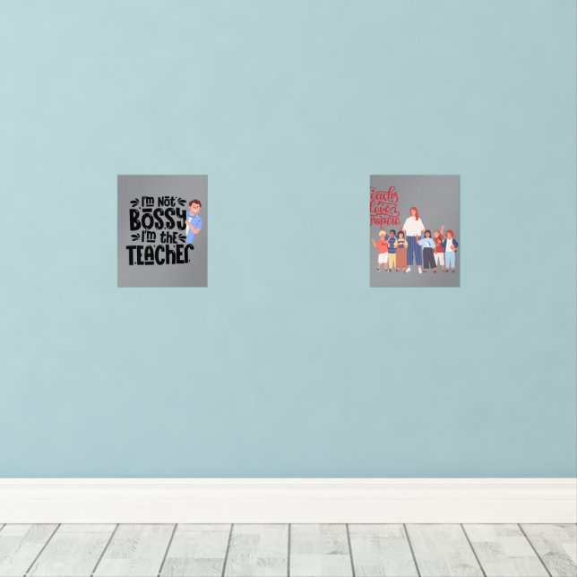 Teacher Motivational Quote poster Wall art Sets (Wood Floor)