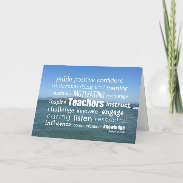 Teacher Motivational Word Art Card (Front)