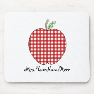 Teacher Mousepad - Red Gingham Apple