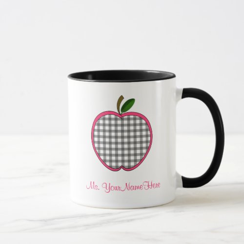 Teacher Mug _ Charcoal Gingham Apple