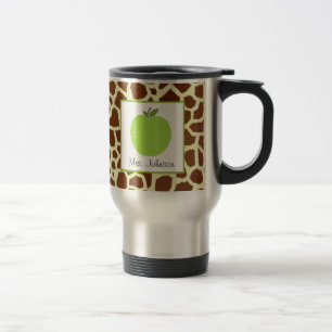 Teacher Mug Green Apple Giraffe Print