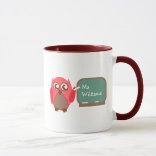 Teacher Mug - Red Owl at Chalkboard