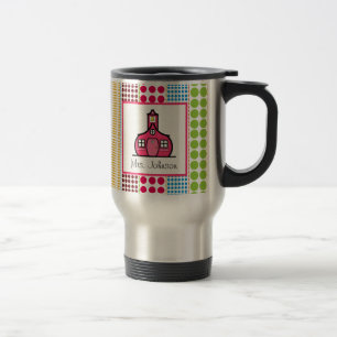 Teacher Mug Schoolhouse Multicolored Polka Dots