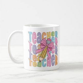 Teacher Mug With Pencil & Bow, Teacher Gift