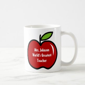 Teacher mug with red apple | Personalizable design