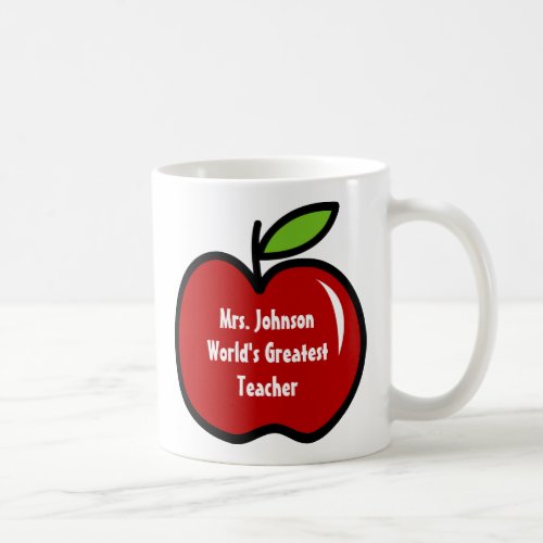 Teacher mug with red apple  Personalizable design