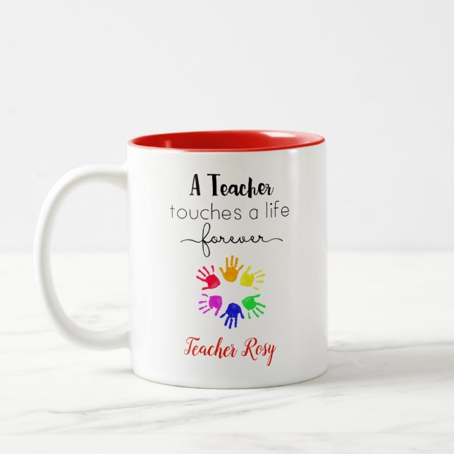 Teacher Mugs - Touches a life forever Personalized (Left)