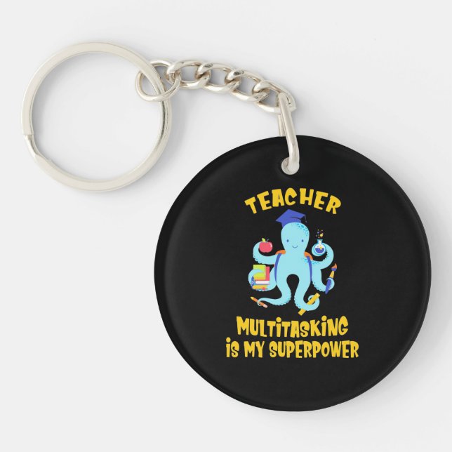 Teacher Multitasking Humor Keychain (Front)