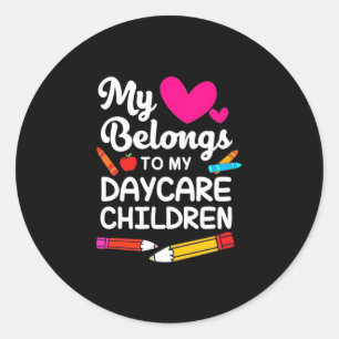 Teacher My Heart Belongs To Children Classic Round Sticker