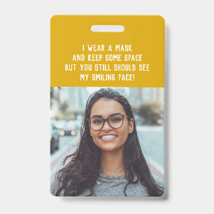 Teacher name badge with photo - yellow