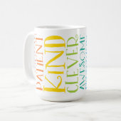 TEACHER NAME colorful rainbow positive word stack Coffee Mug (Front Left)