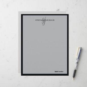 Teacher name elegant quote modern white frame letterhead