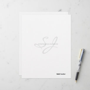 Teacher name elegant quote modern white frame letterhead