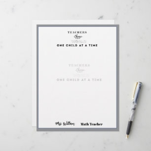 Teacher name elegant quote modern white frame letterhead