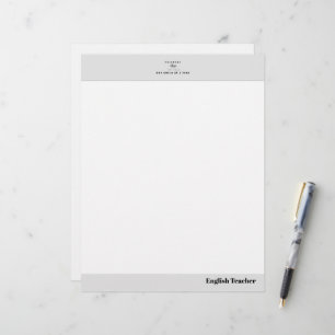 Teacher name elegant quote modern white frame letterhead