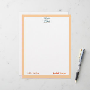 Teacher name elegant quote modern white frame letterhead