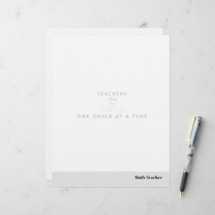 Teacher name elegant quote modern white frame letterhead