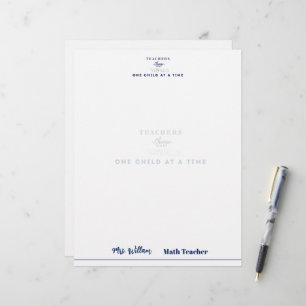 Teacher name elegant quote modern white frame letterhead