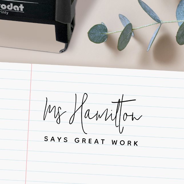 Teacher Name Great Work School Marking Self-inking Stamp (Creator Uploaded)